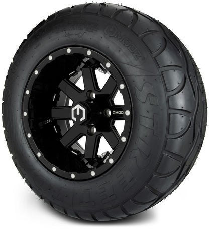 MODZ® 12" Assault Glossy Black with Ball Mill Wheels & Street Tires Combo