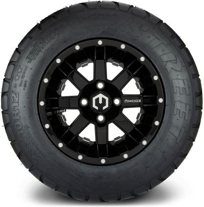 MODZ® 12" Assault Glossy Black with Ball Mill Wheels & Street Tires Combo