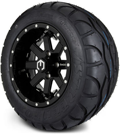 MODZ® 12" Assault Glossy Black with Ball Mill Wheels & Street Tires Combo