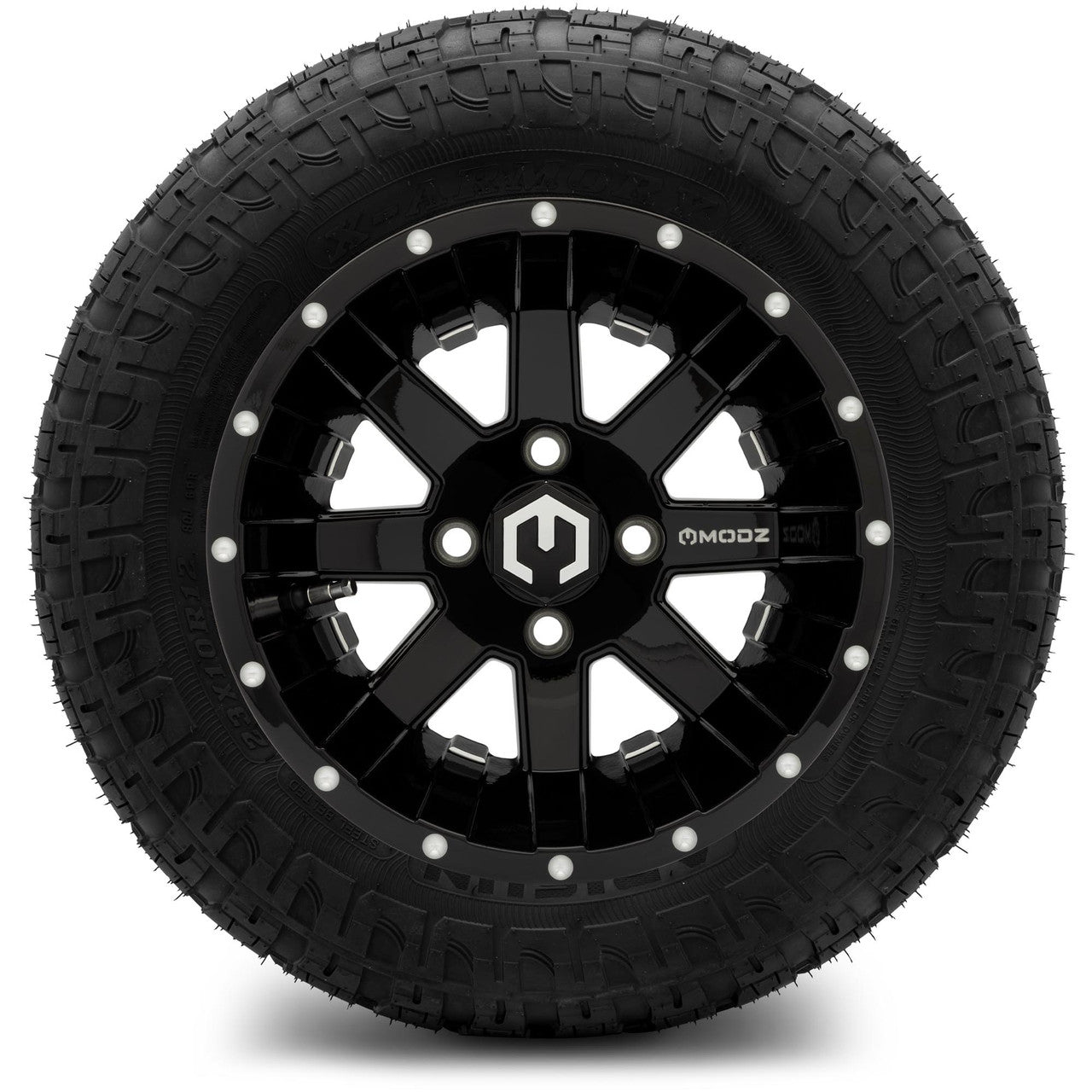 MODZ® 12" Assault Glossy Black with Ball Mill Wheels & Off-Road Tires Combo
