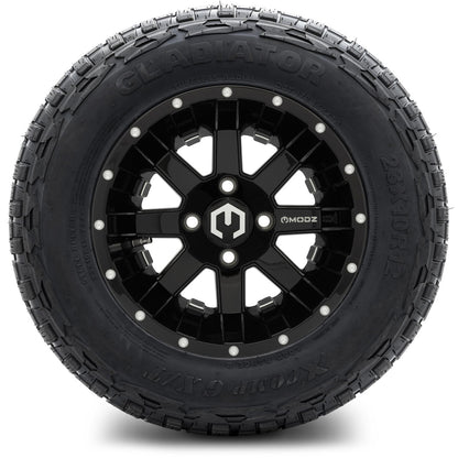 MODZ® 12" Assault Glossy Black with Ball Mill Wheels & Off-Road Tires Combo