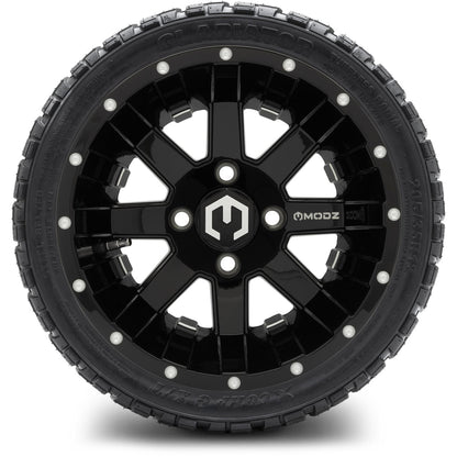 MODZ® 12" Assault Glossy Black with Ball Mill Wheels & Off-Road Tires Combo