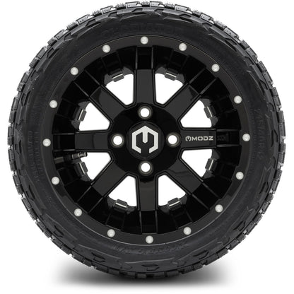 MODZ® 12" Assault Glossy Black with Ball Mill Wheels & Off-Road Tires Combo