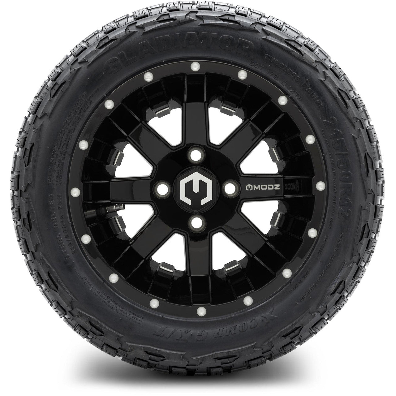 MODZ® 12" Assault Glossy Black with Ball Mill Wheels & Off-Road Tires Combo