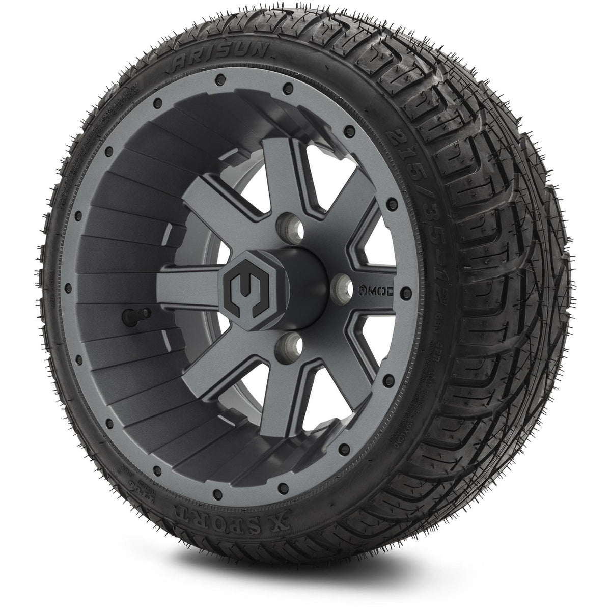 MODZ® 12" Assault Matte Gunmetal Wheels & Street Tires Combo