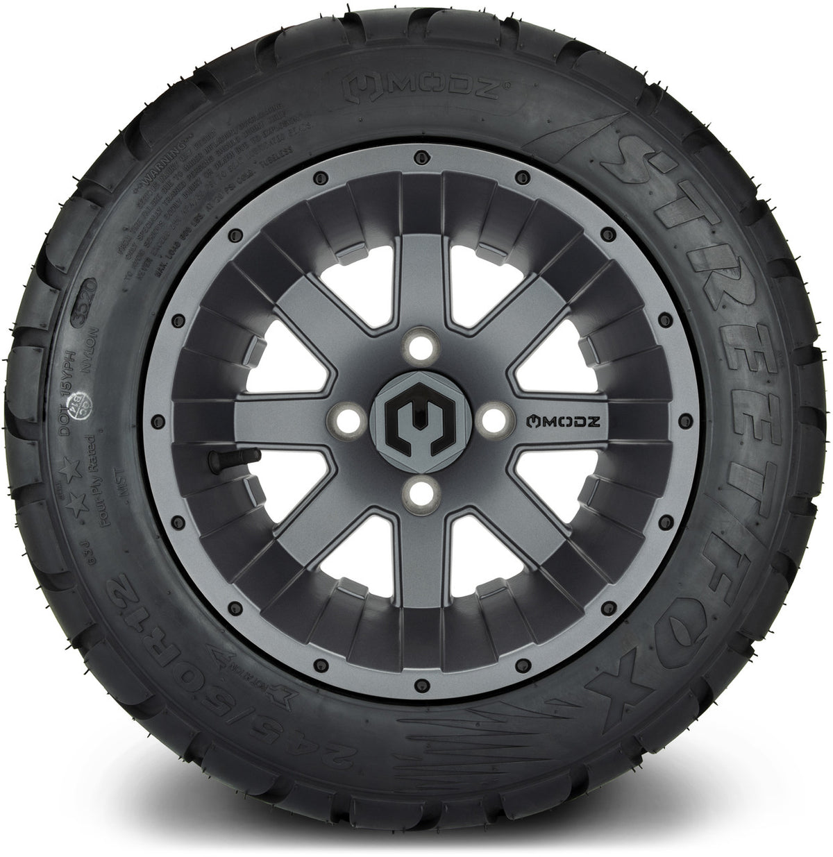 MODZ® 12" Assault Matte Gunmetal Wheels & Street Tires Combo