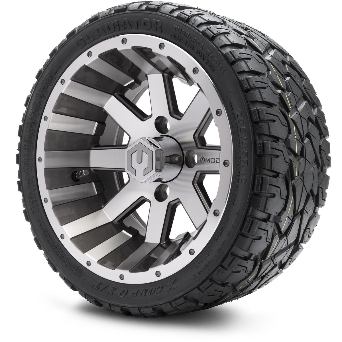 MODZ® 12" Assault Machined Gunmetal Wheels & Off-Road Tires Combo