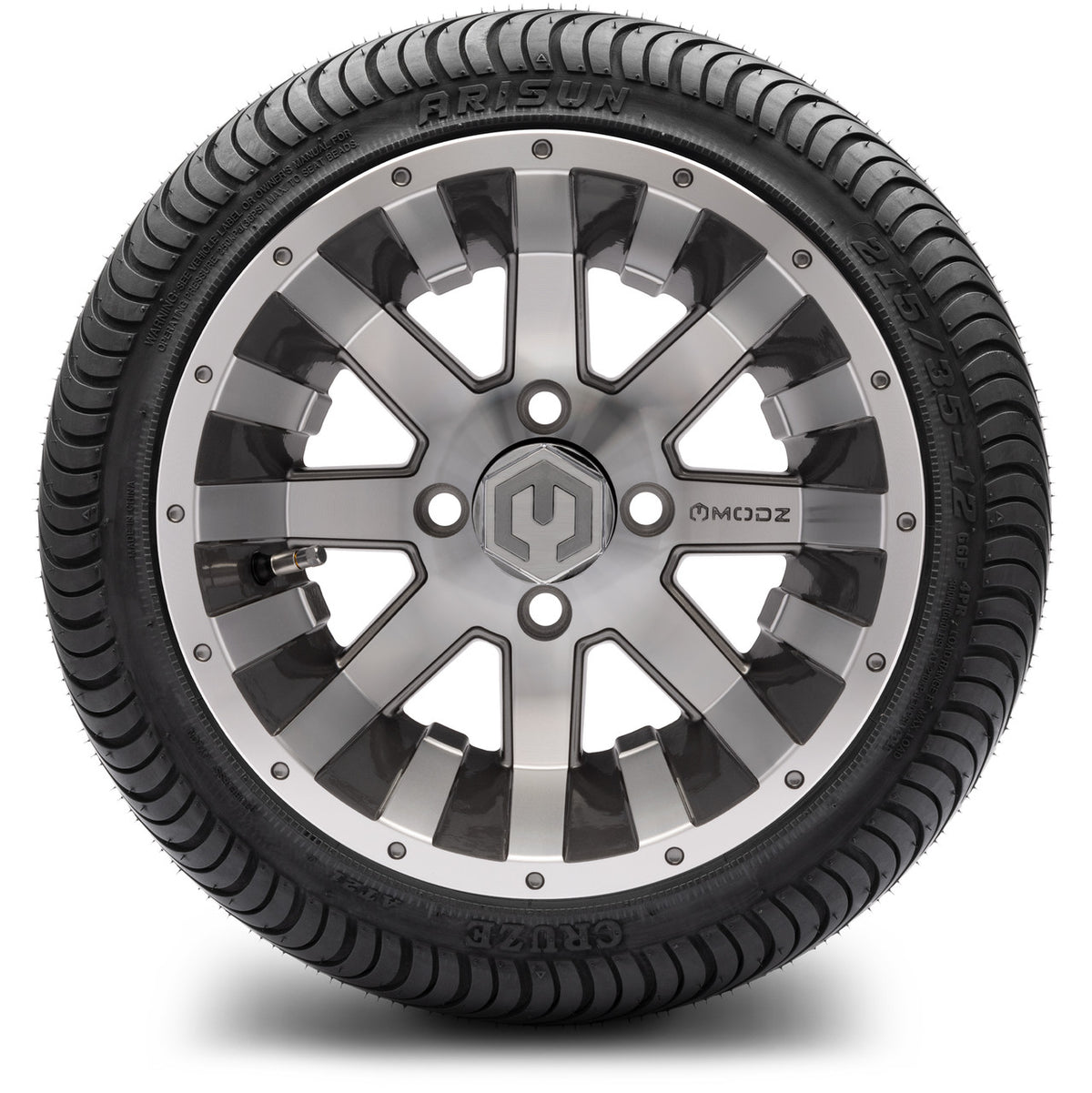 MODZ® 12" Assault Machined Gunmetal Wheels & Street Tires Combo