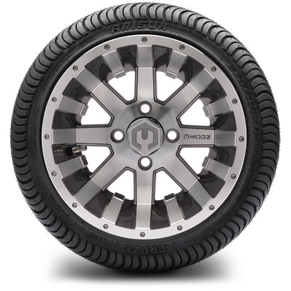 MODZ® 12" Assault Machined Gunmetal Wheels & Street Tires Combo