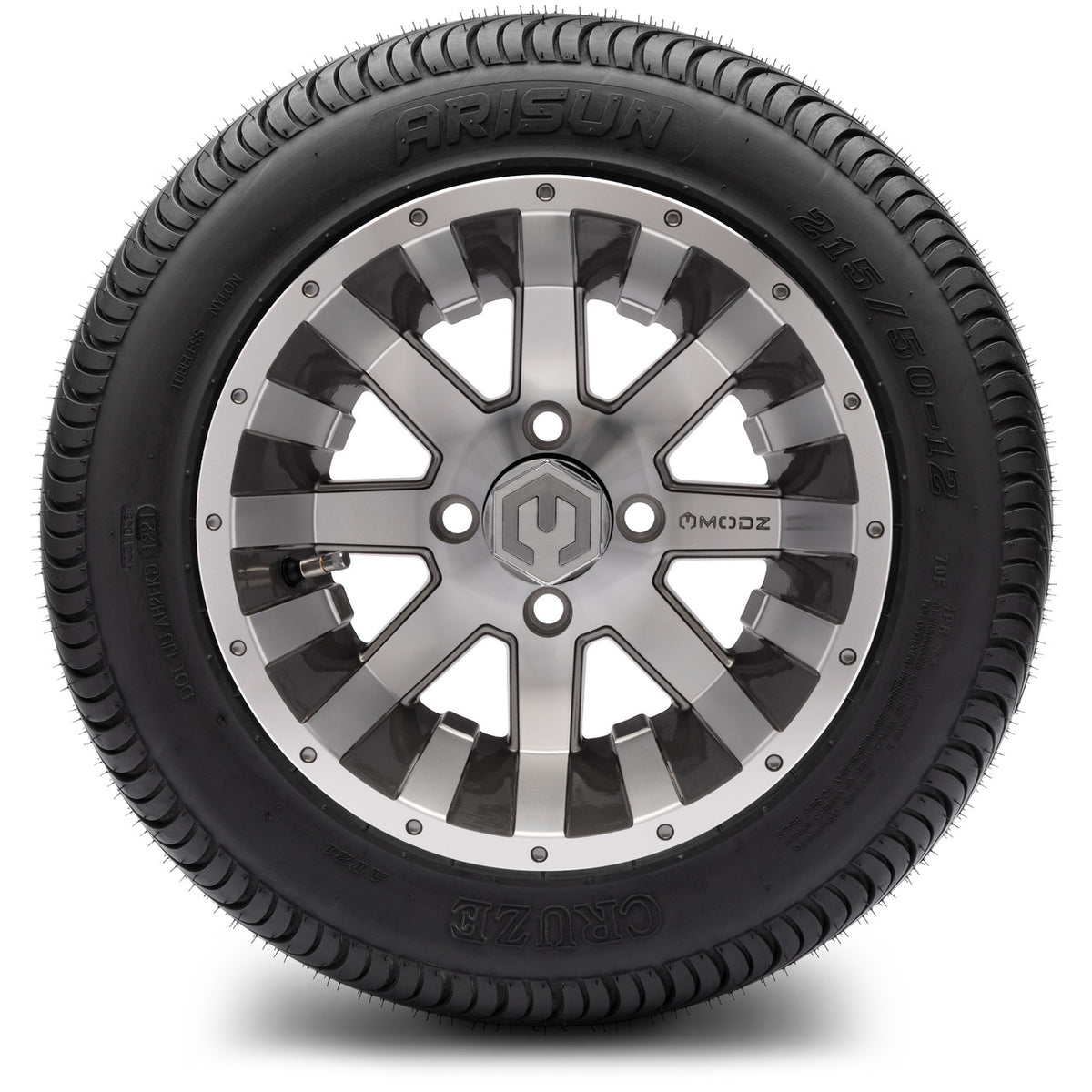 MODZ® 12" Assault Machined Gunmetal Wheels & Street Tires Combo