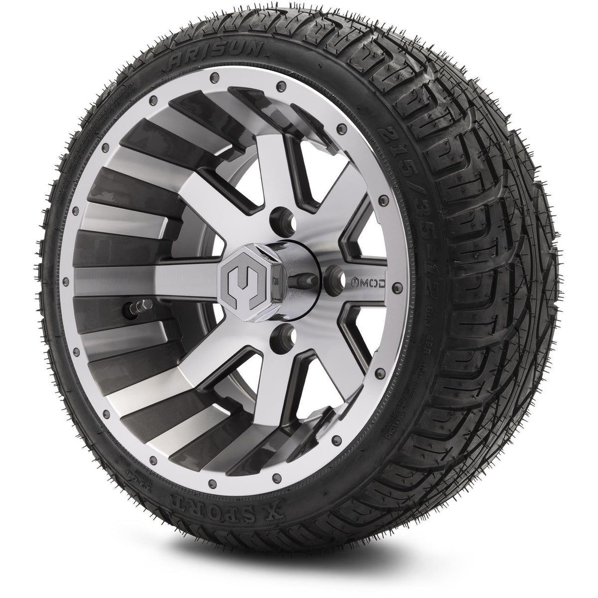 MODZ® 12" Assault Machined Gunmetal Wheels & Street Tires Combo