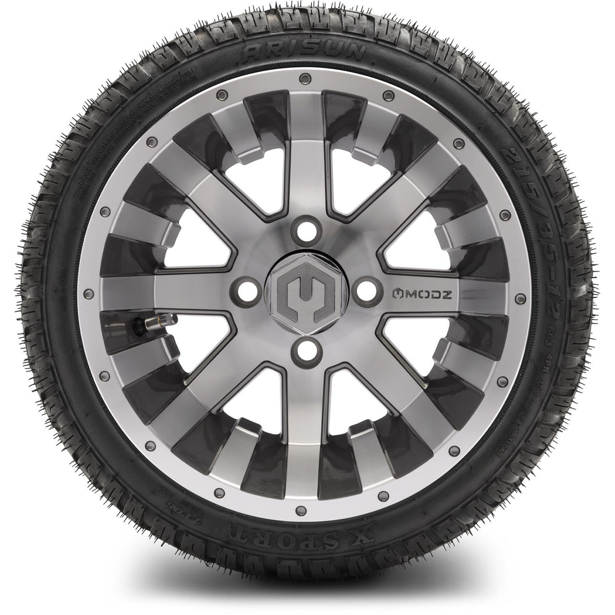 MODZ® 12" Assault Machined Gunmetal Wheels & Street Tires Combo