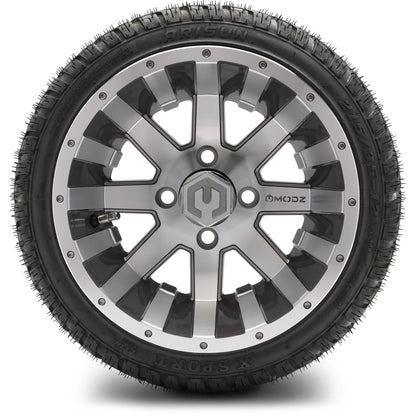 MODZ® 12" Assault Machined Gunmetal Wheels & Street Tires Combo