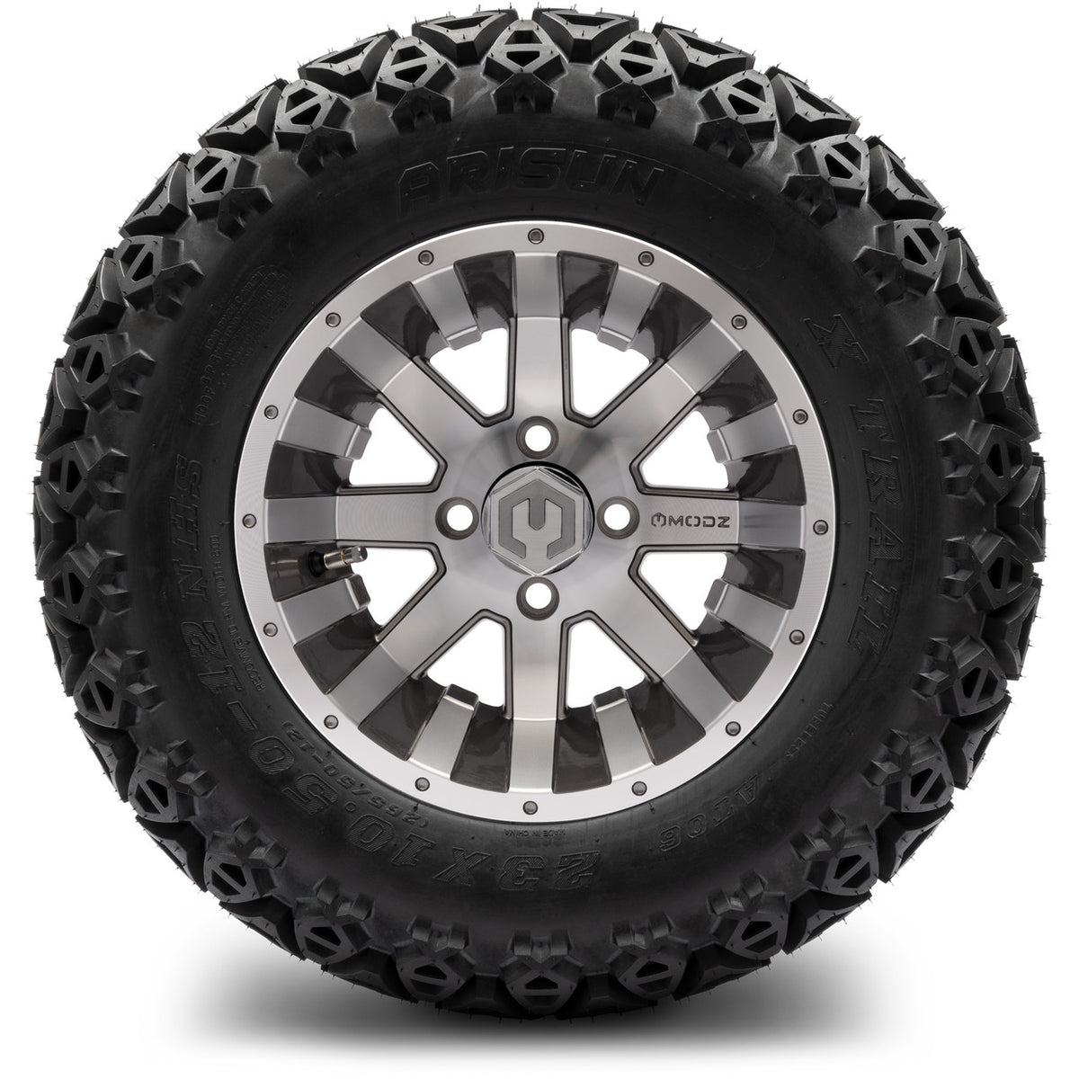 MODZ® 12" Assault Machined Gunmetal Wheels & Off-Road Tires Combo