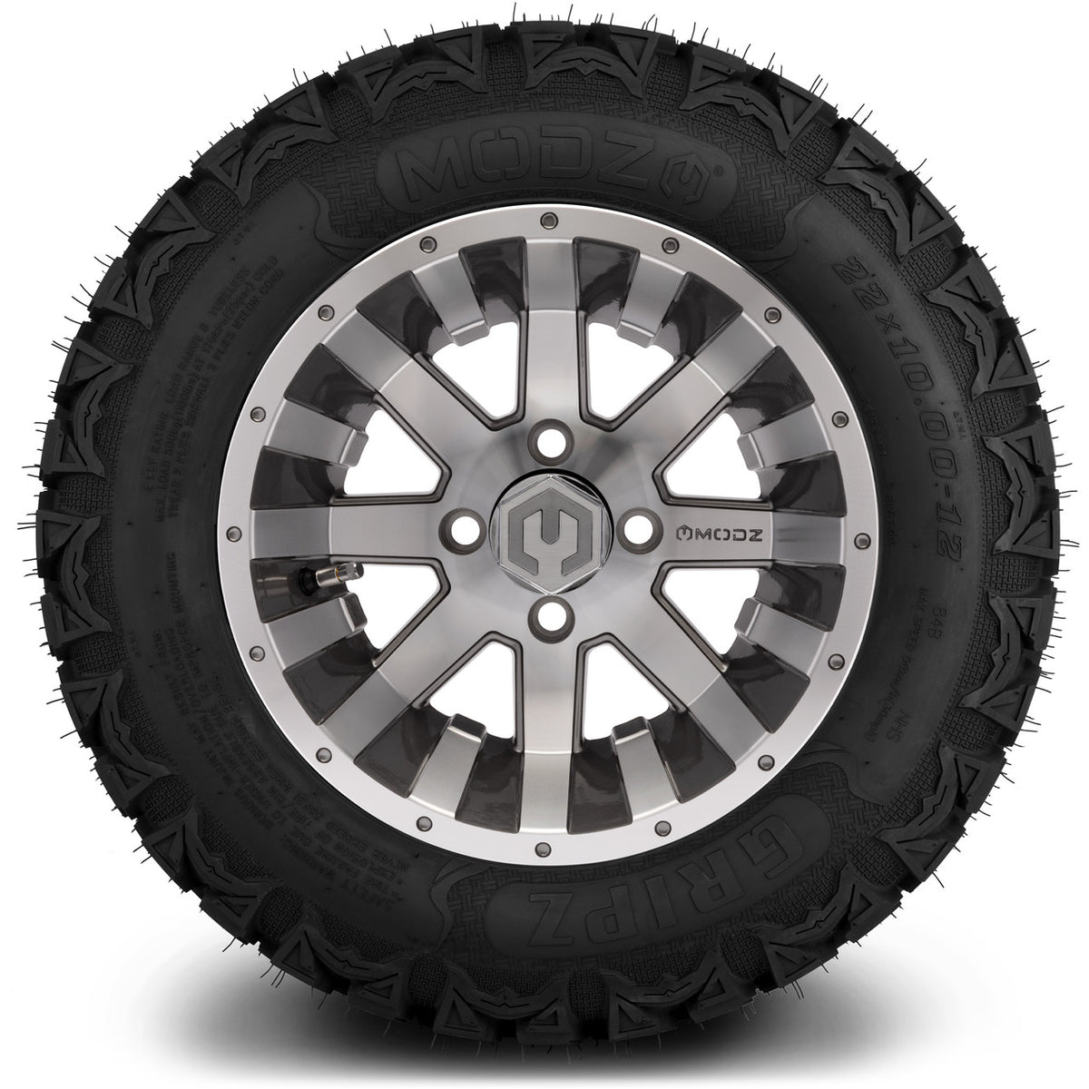 MODZ® 12" Assault Machined Gunmetal Wheels & Off-Road Tires Combo