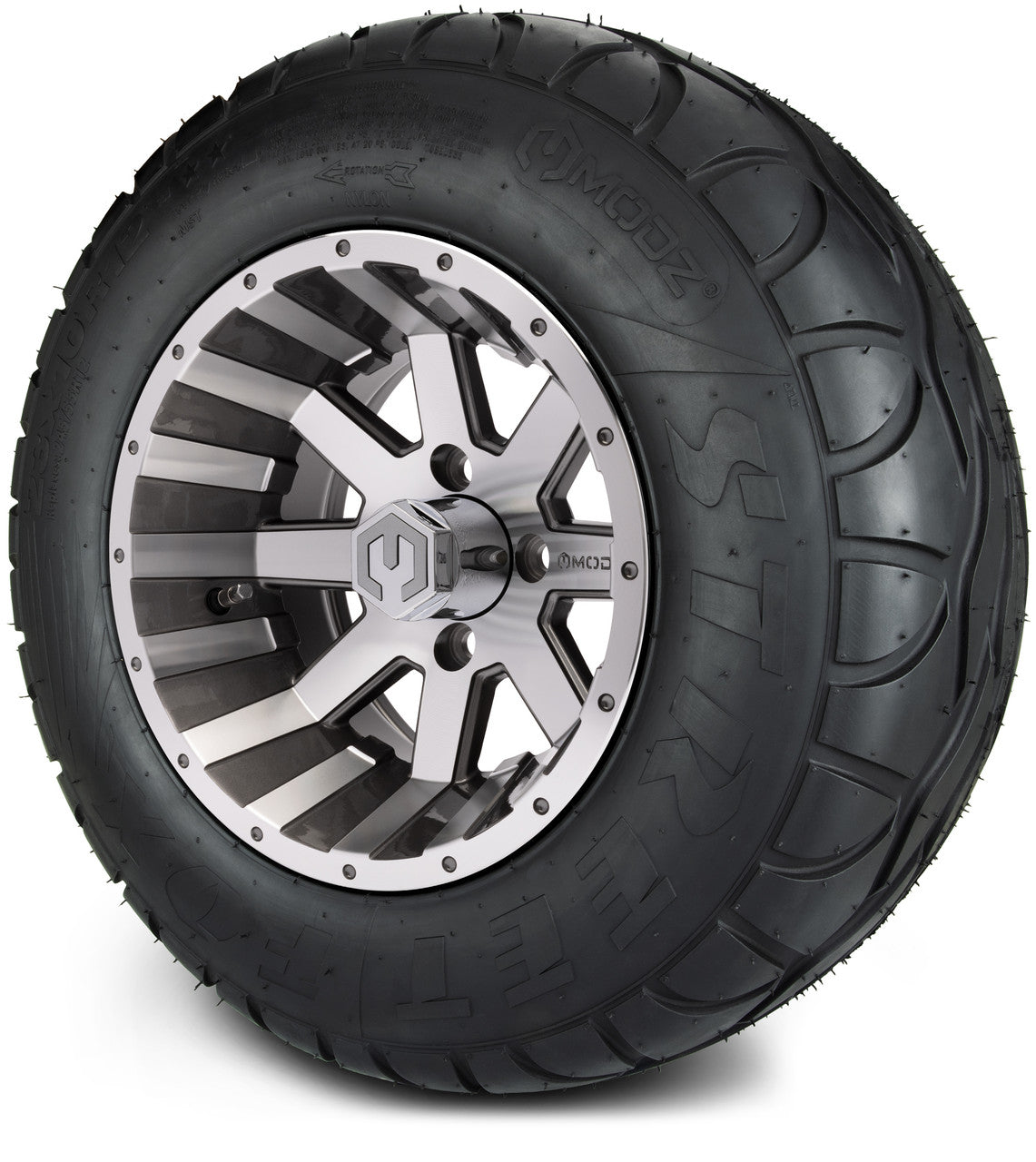 MODZ® 12" Assault Machined Gunmetal Wheels & Street Tires Combo
