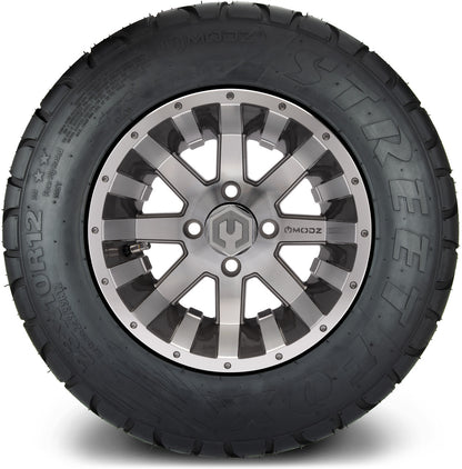 MODZ® 12" Assault Machined Gunmetal Wheels & Street Tires Combo