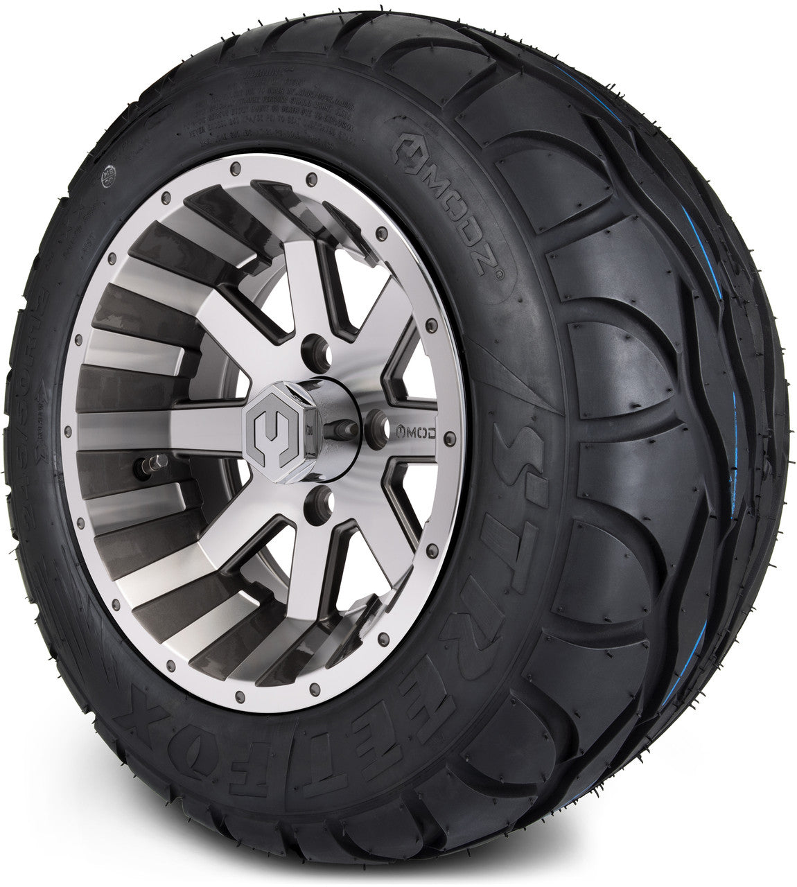 MODZ® 12" Assault Machined Gunmetal Wheels & Street Tires Combo