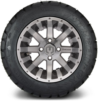 MODZ® 12" Assault Machined Gunmetal Wheels & Street Tires Combo