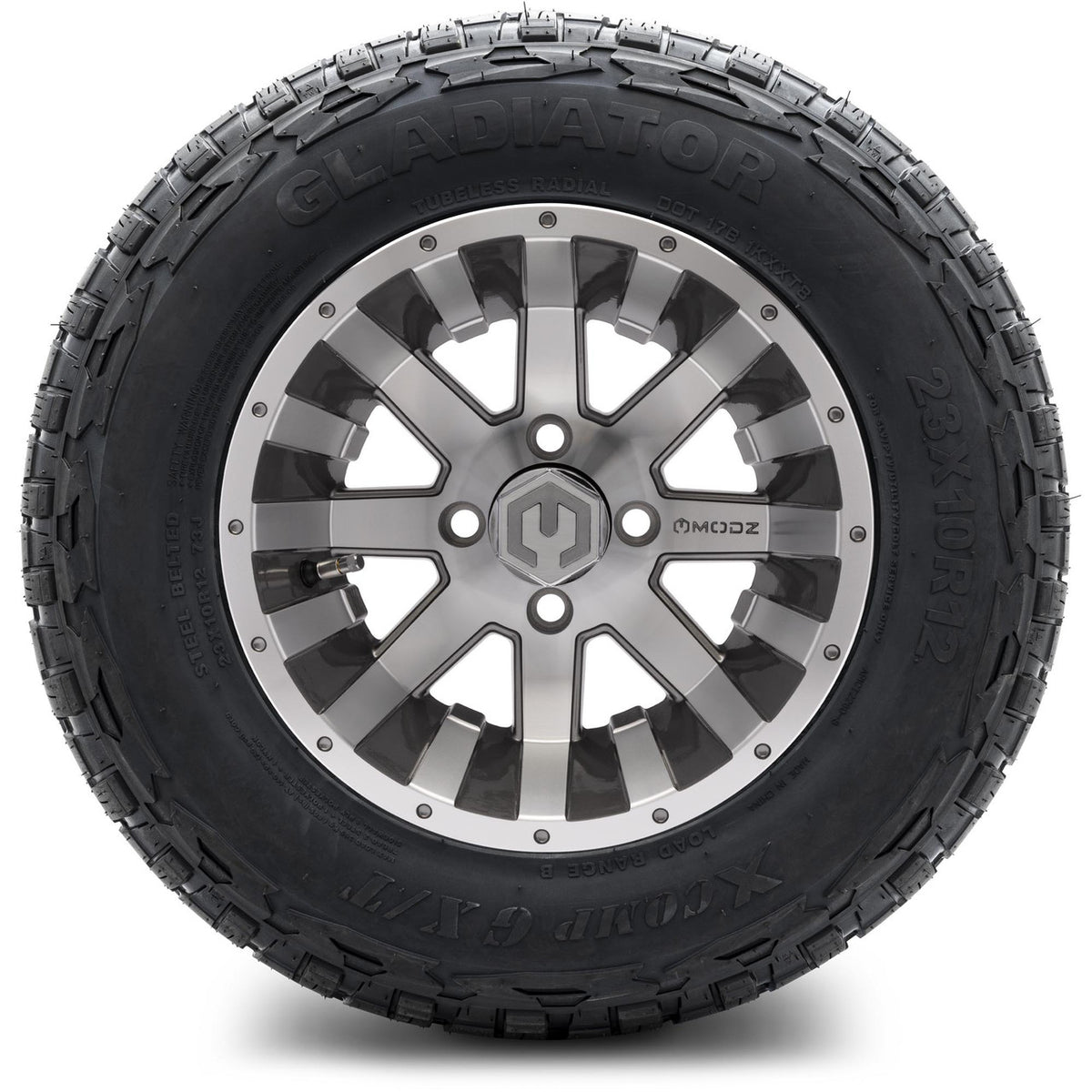 MODZ® 12" Assault Machined Gunmetal Wheels & Off-Road Tires Combo