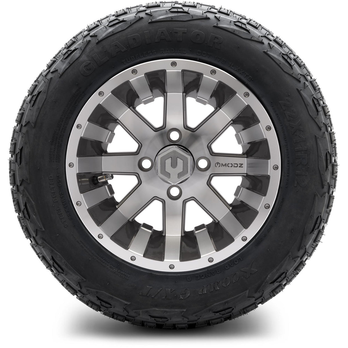 MODZ® 12" Assault Machined Gunmetal Wheels & Off-Road Tires Combo