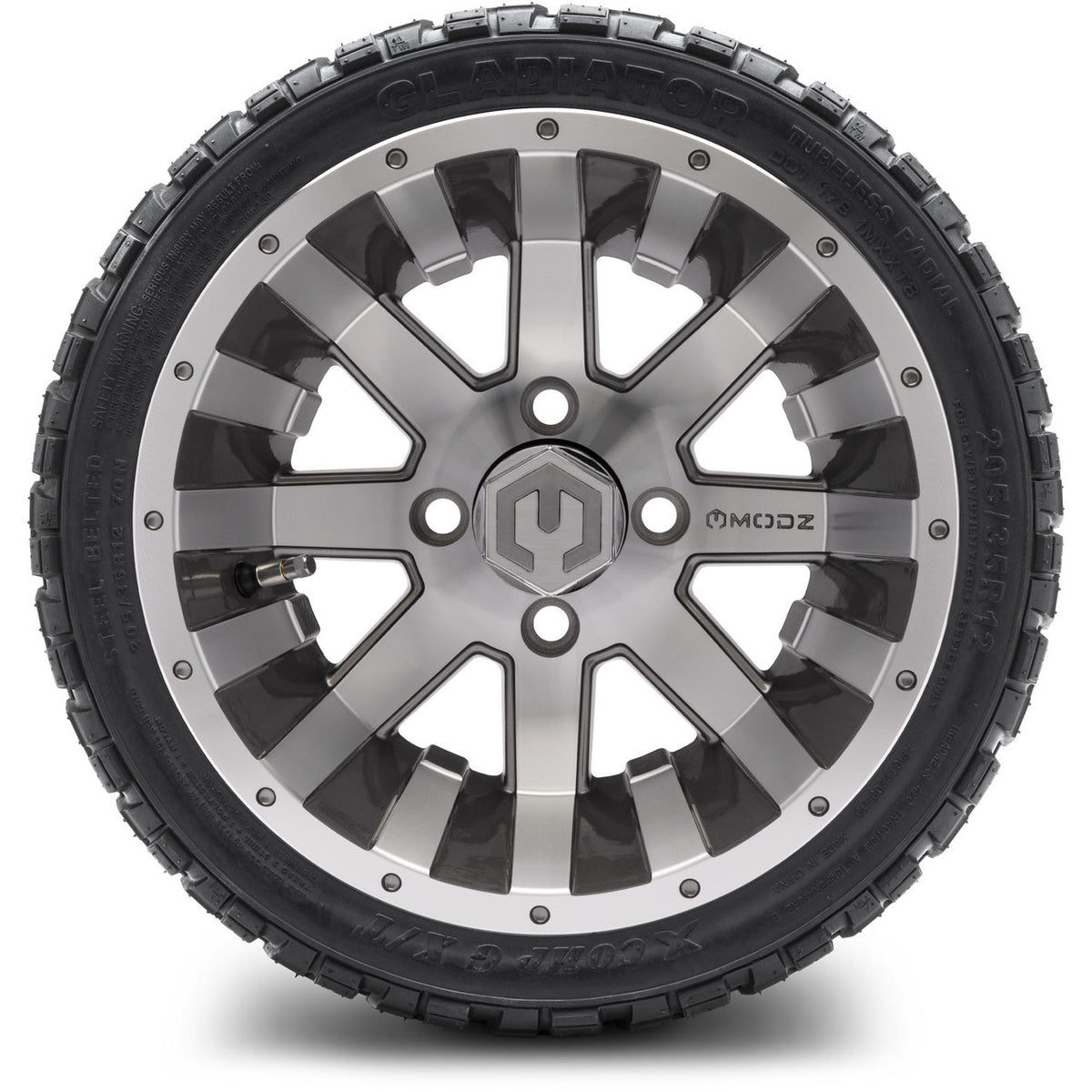 MODZ® 12" Assault Machined Gunmetal Wheels & Off-Road Tires Combo