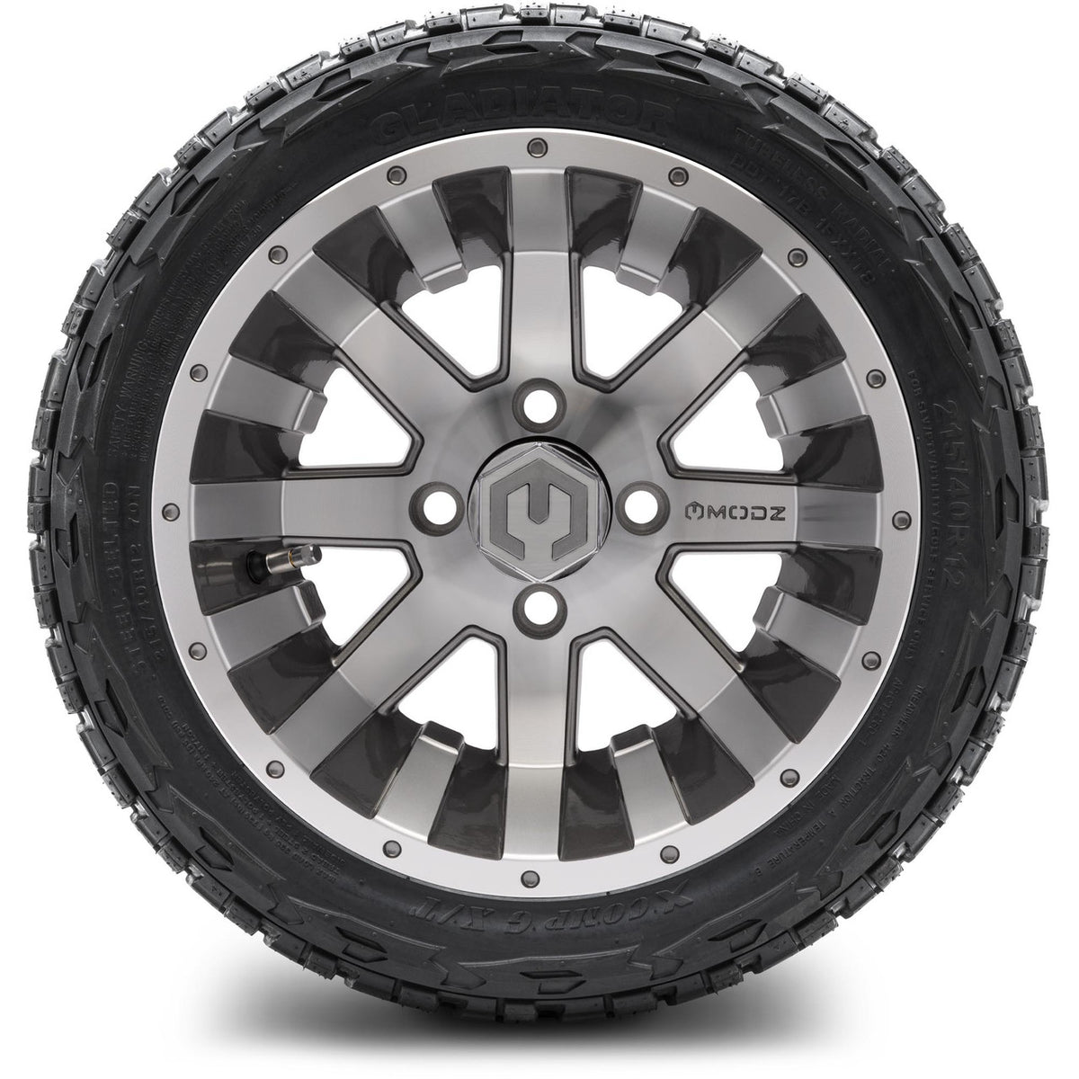 MODZ® 12" Assault Machined Gunmetal Wheels & Off-Road Tires Combo