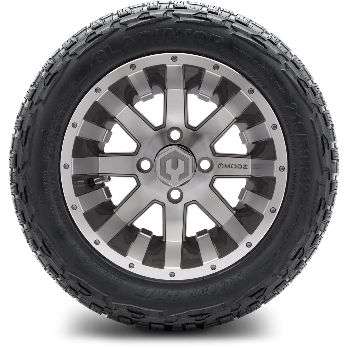 MODZ® 12" Assault Machined Gunmetal Wheels & Off-Road Tires Combo