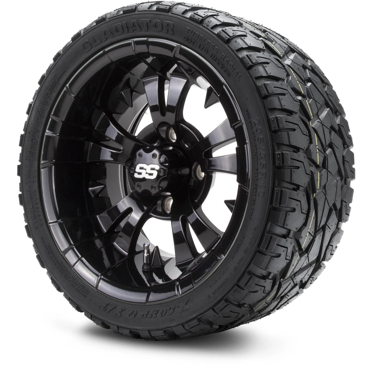 MODZ® 12" Vampire Glossy Black Wheels & Off-Road Tires Combo