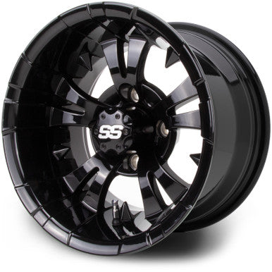 MODZ® Vampire Glossy Black 12" Golf Cart Wheel