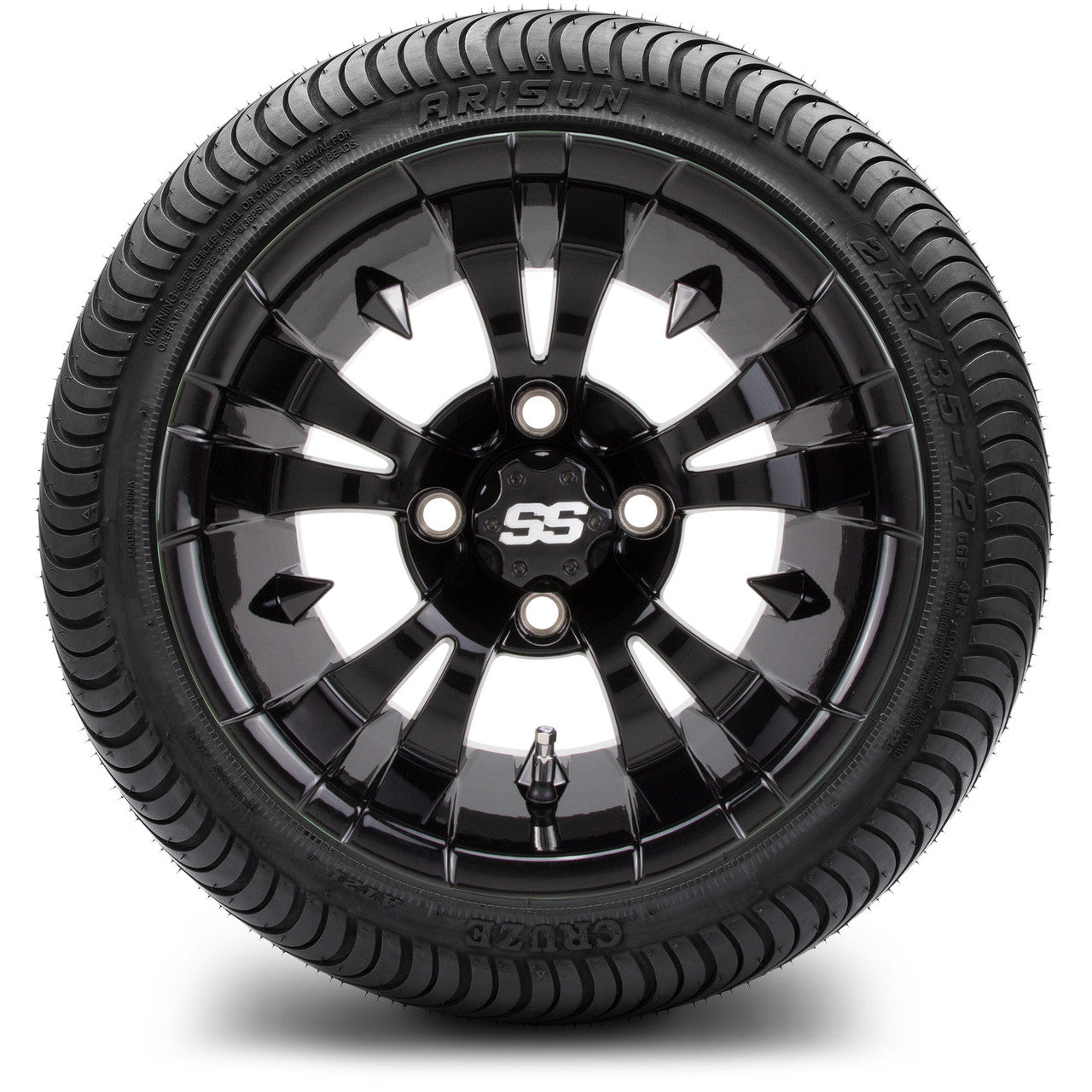 MODZ® 12" Vampire Glossy Black Wheels & Street Tires Combo