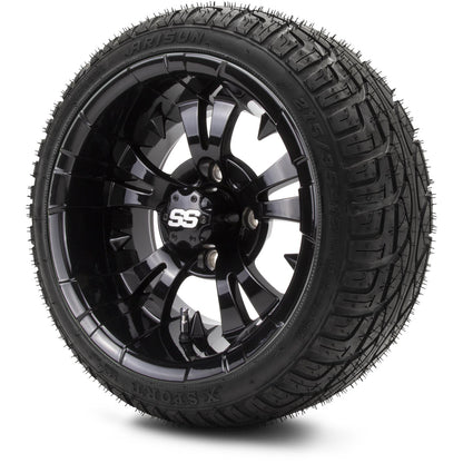 MODZ® 12" Vampire Glossy Black Wheels & Street Tires Combo