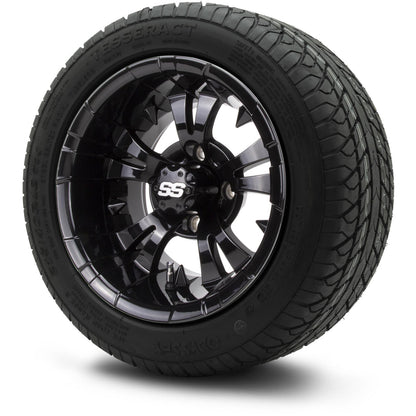 MODZ® 12" Vampire Glossy Black Wheels & Street Tires Combo