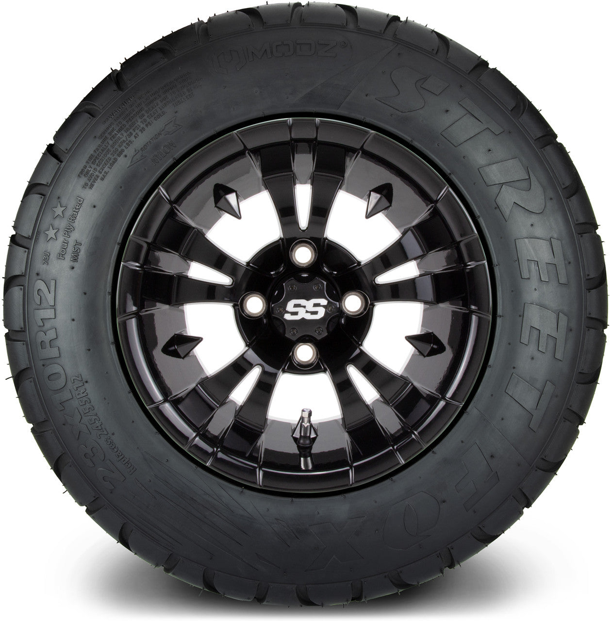 MODZ® 12" Vampire Glossy Black Wheels & Street Tires Combo