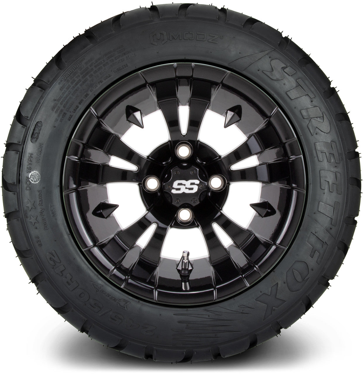 MODZ® 12" Vampire Glossy Black Wheels & Street Tires Combo