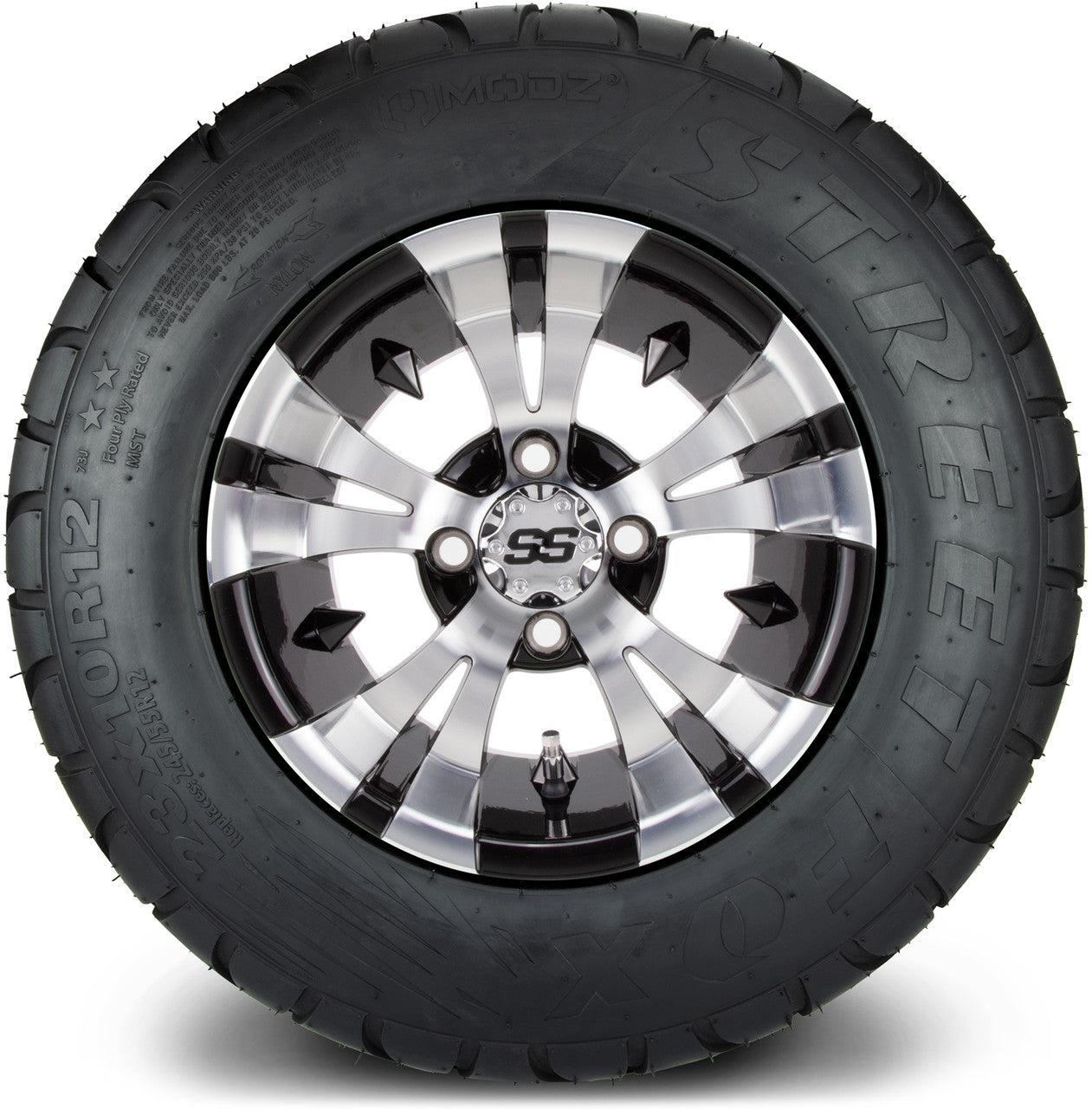 MODZ® 12" Vampire Machined Black Wheels & Street Tires Combo