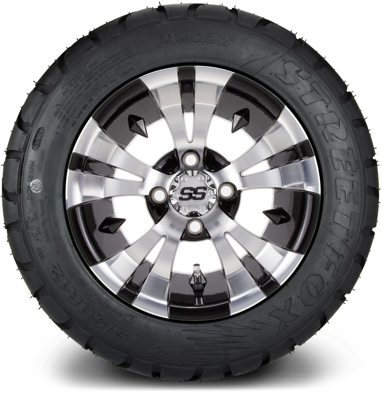 MODZ® 12" Vampire Machined Black Wheels & Street Tires Combo