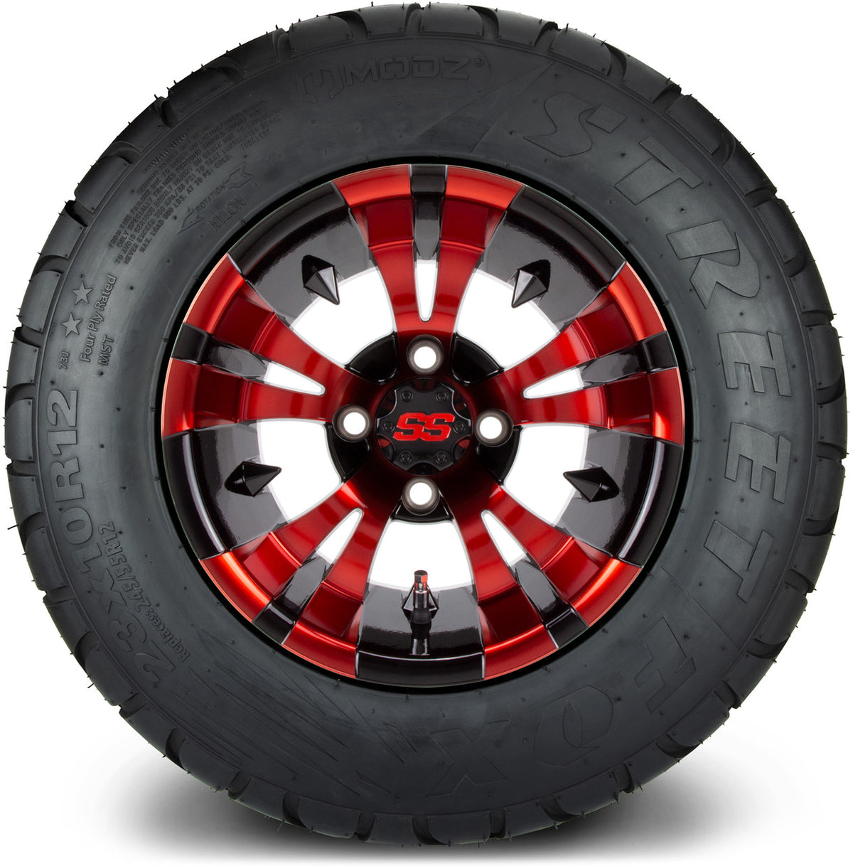 MODZ® 12" Vampire Red and Black Wheels & Street Tires Combo