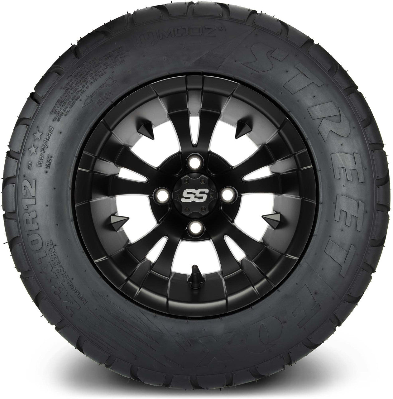 MODZ® 12" Vampire Matte Black Wheels & Street Tires Combo