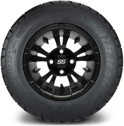 MODZ® 12" Vampire Matte Black Wheels & Street Tires Combo