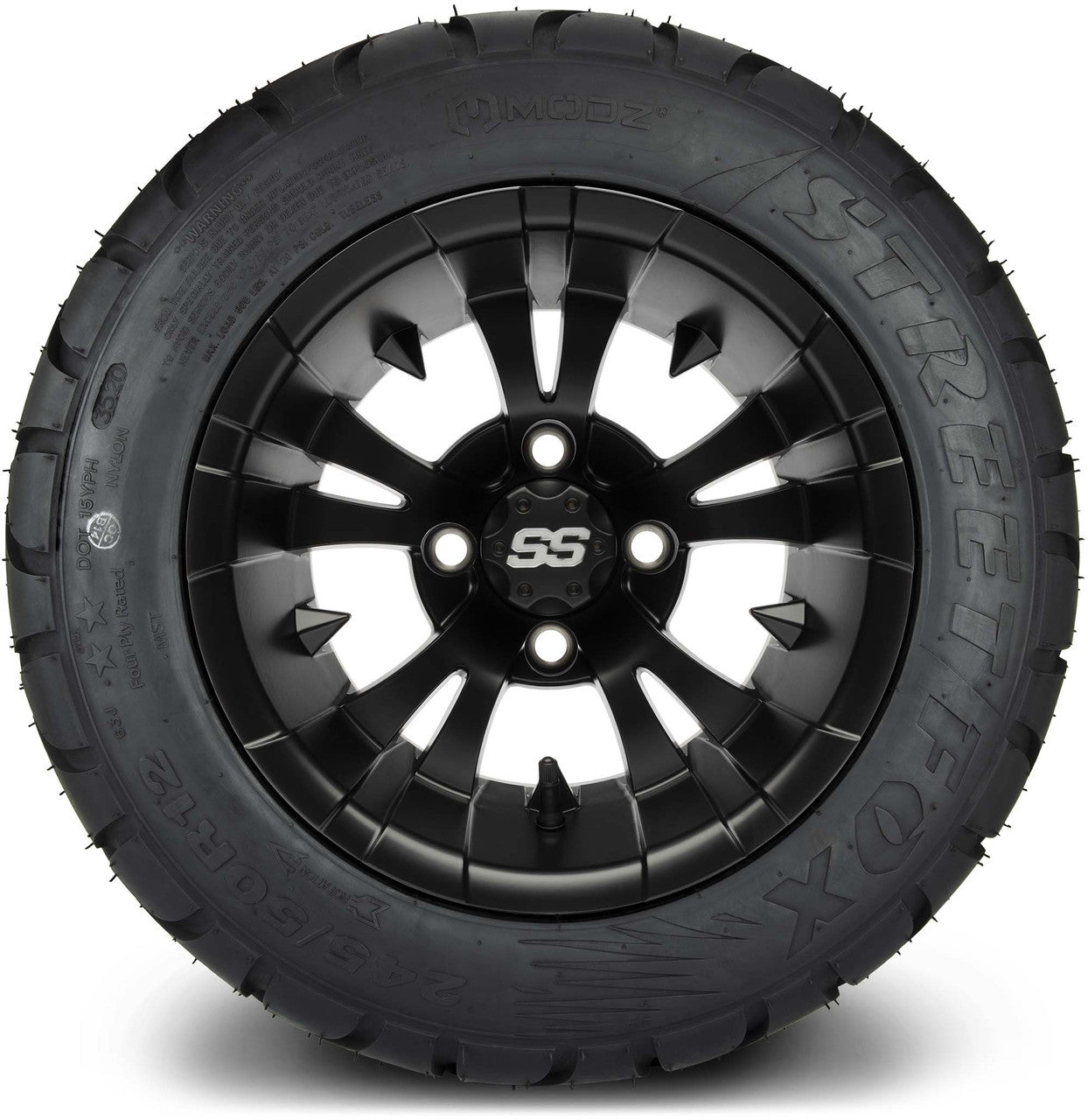 MODZ® 12" Vampire Matte Black Wheels & Street Tires Combo