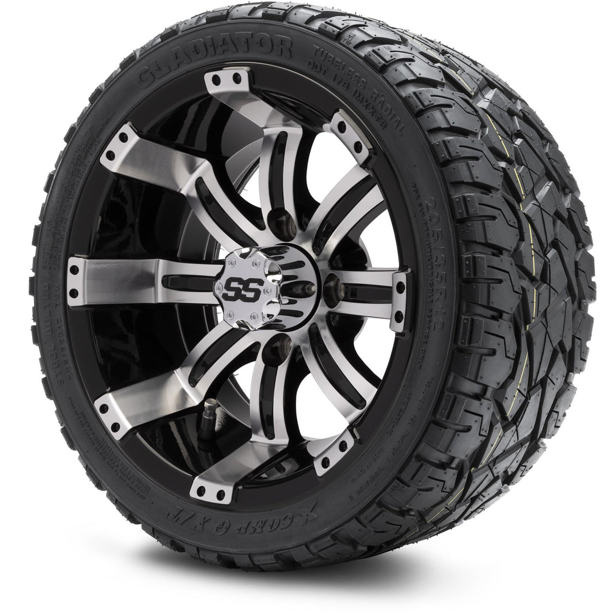 MODZ® 12" Tempest Machined Black Wheels & Off-Road Tires Combo
