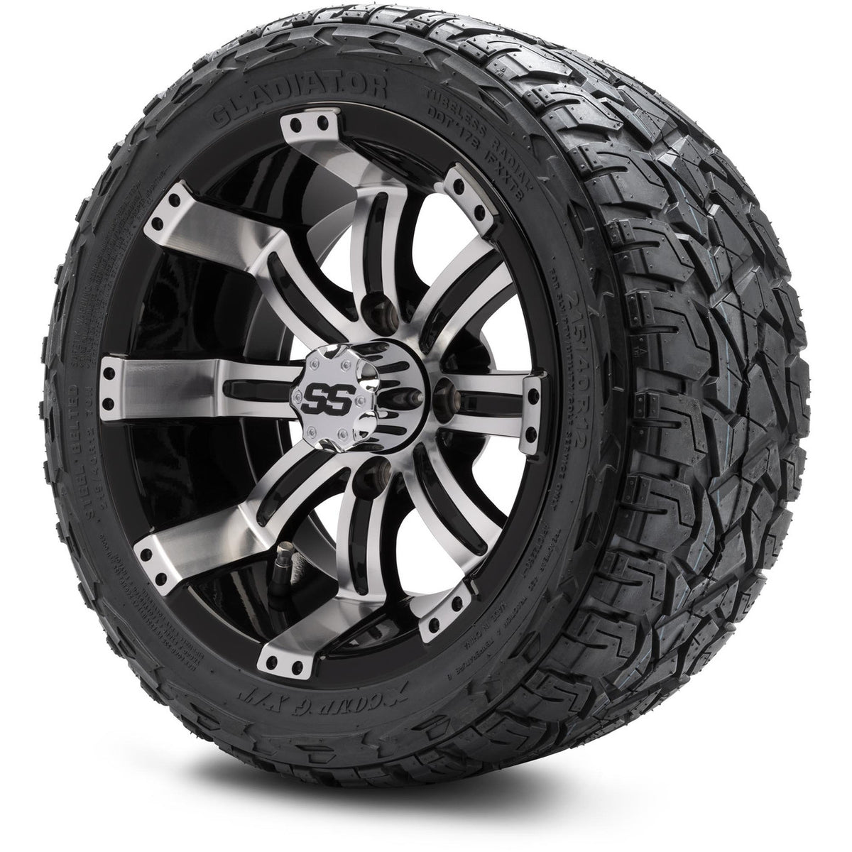 MODZ® 12" Tempest Machined Black Wheels & Off-Road Tires Combo