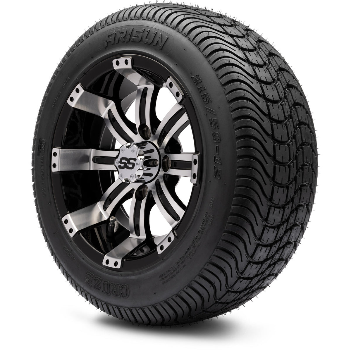 MODZ® 12" Tempest Machined Black Wheels & Street Tires Combo