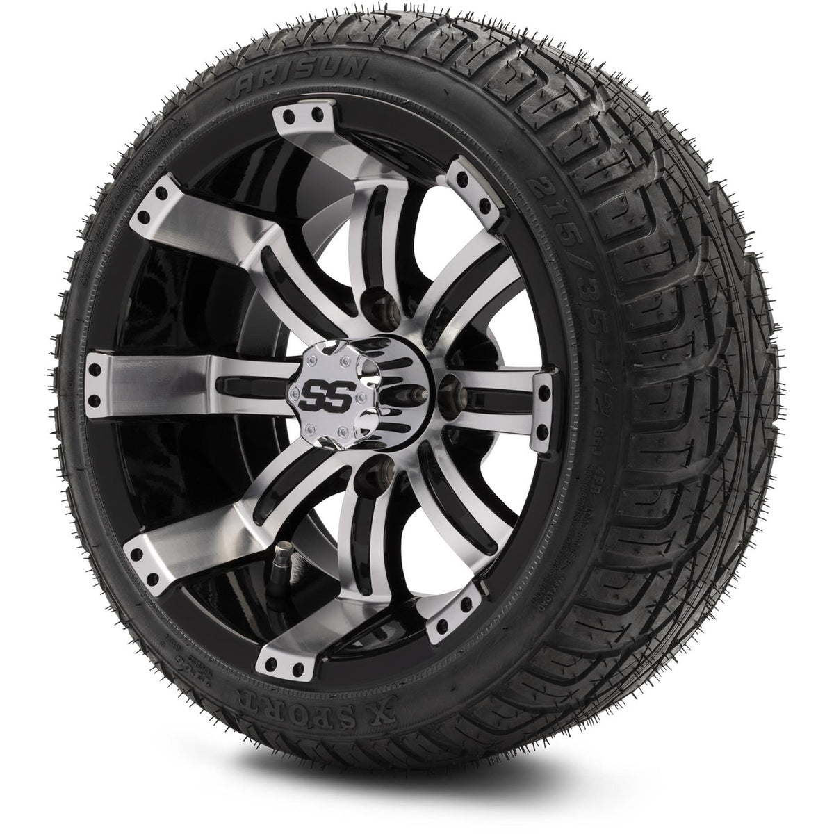 MODZ® 12" Tempest Machined Black Wheels & Street Tires Combo