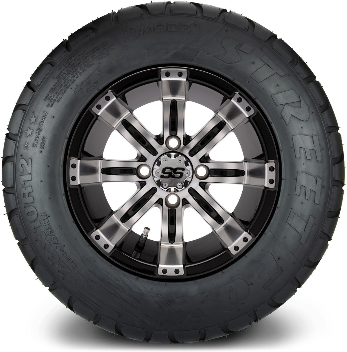 MODZ® 12" Tempest Machined Black Wheels & Street Tires Combo