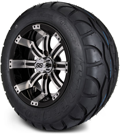 MODZ® 12" Tempest Machined Black Wheels & Street Tires Combo