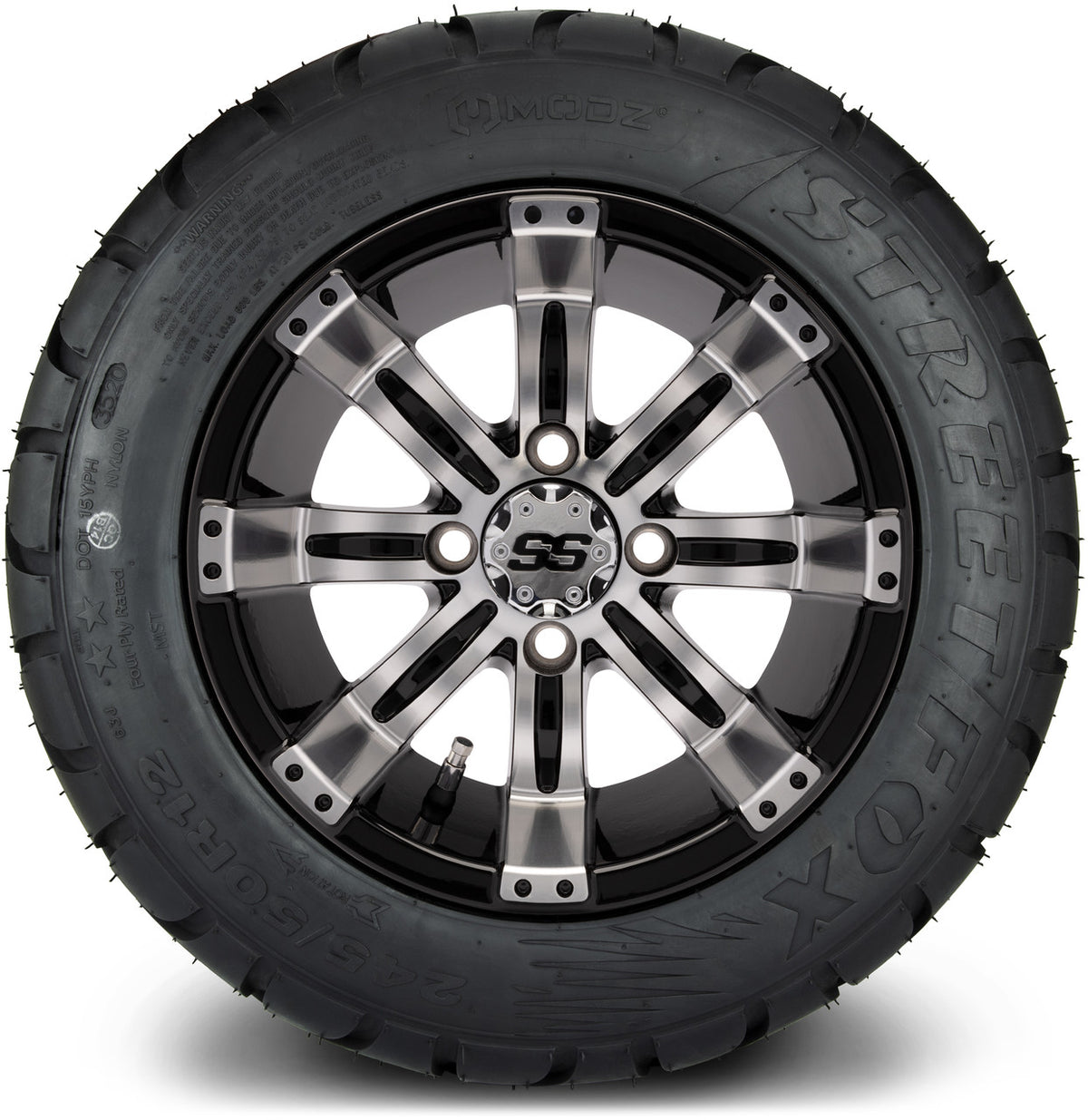MODZ® 12" Tempest Machined Black Wheels & Street Tires Combo