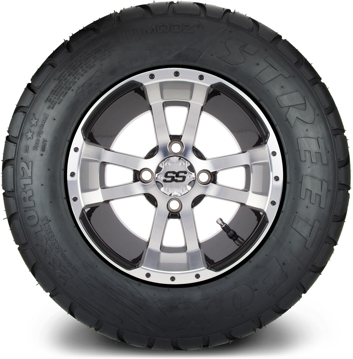 MODZ® 12" Storm Trooper Machined Black Wheels & Street Tires Combo