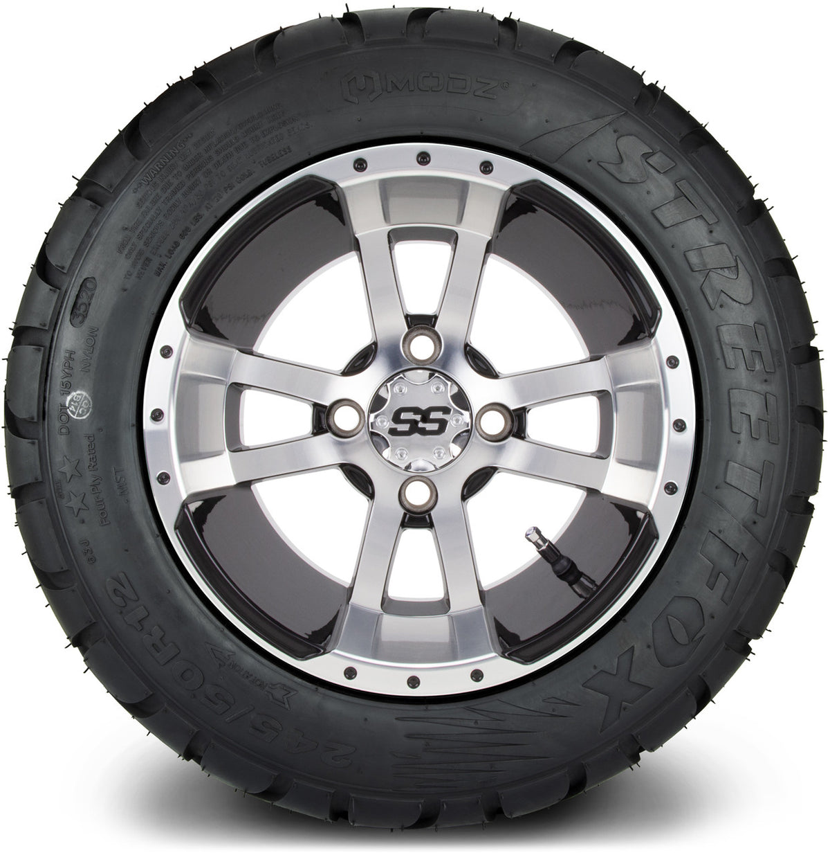 MODZ® 12" Storm Trooper Machined Black Wheels & Street Tires Combo